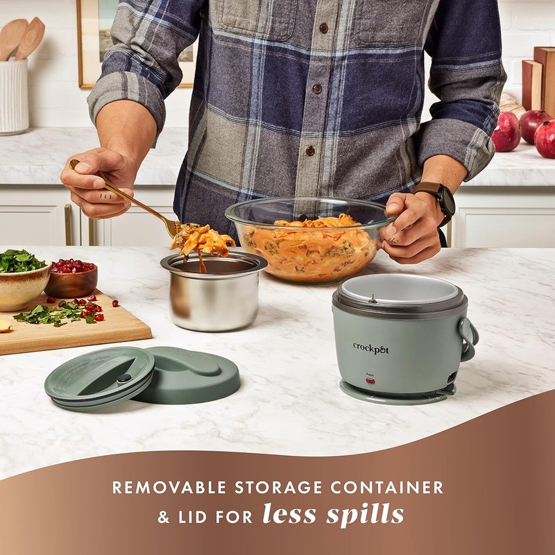 Crock-Pot صندوق غداء كهربائي محمول بسعة 20 أونصة بلون أخضر مميز | مثالي للسفر والتنقل | يحافظ على الطعام دافئًا ولذيذًا بدون انسكابات | آمن للغسل في غسالة الصحون - Image 4